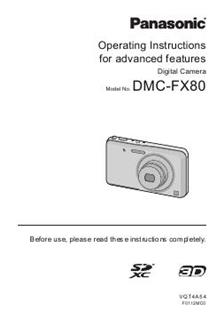 Panasonic Lumix FX80 manual. Camera Instructions.